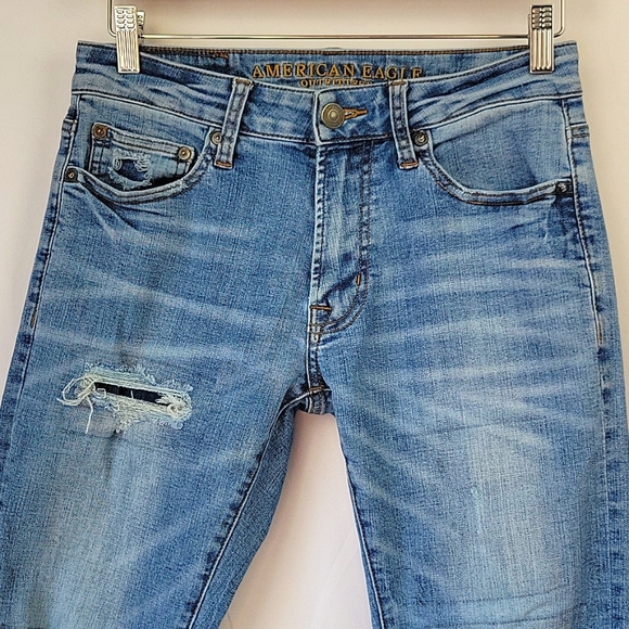 American Eagle Outfitters Slim Straight Leg Jeans Lt Wash Size 29x30 - Picture 5 of 14
